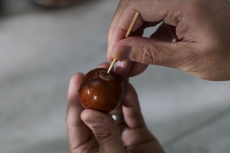 Image of First, remove the pit from a medium sized avocado (~45cm...